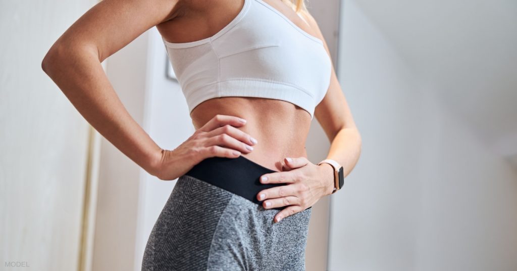 Woman after GLP-1 weight loss. (Model)